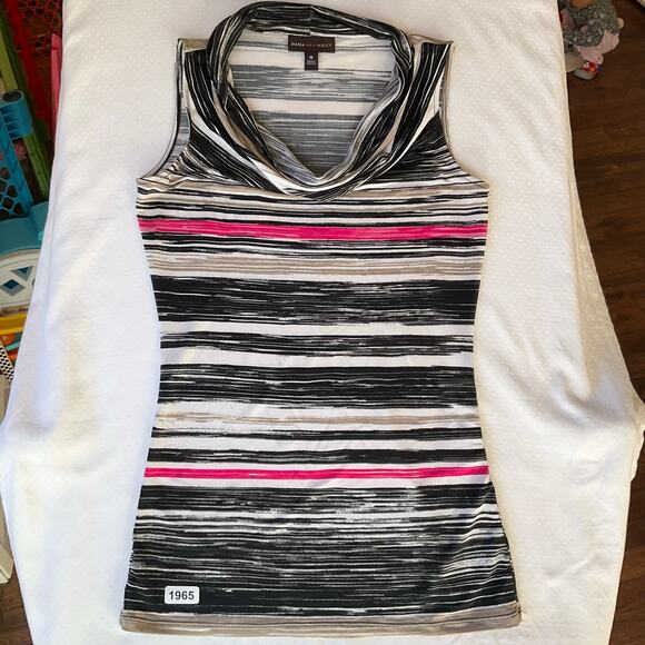 Dana Buchman Women’s Sleeveless Stretchy Stripes Blouse size XS, Black & White - Picture 1 of 6